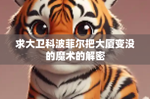 求大卫科波菲尔把大厦变没的魔术的解密